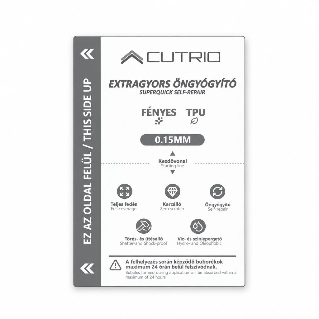 Cutrio Extragyors Öngyógyító mobilkijelző fólia 0.15mm Fényes TPU címke